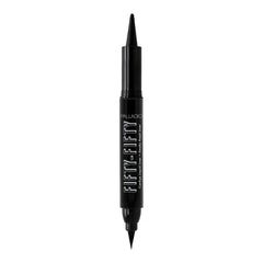 Palladio Fifty-Fifty Eye Liquid Liner, Dual Ended, Professional Eye Styling, Ultra-Soft Kajal crayon and Super Precise Fiber Tip Liner, Smoky and Defined Looks, Smudge Proof, Quick Drying, Black Cat