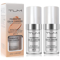 TLM 2 PACK Color Changing Foundation Liquid Base, Concealer Cover Cream,All Day Flawless Warm Skin Tone BB Cream Makeup Base Concealer for All Skin SPF15