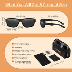 WASAIKKU Polarized Sunglasses for Men Women Classic Fashion Sunglasses Baseball Cycling Driving Fishing Golf Mens Sunglasses with UV Protectio - Black Frame With Black Lens