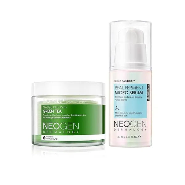 NEOGEN DERMALOGY Bio Peel Gauze Peeling Pads Green Tea, 30 pads & Real Ferment Micro Serum