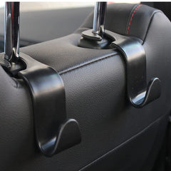 Sulfar Universal Vehicle Car Backseat Headrest Hanger Storage Organizer, Black Car Back Seat Headrest Hooks, Car Seat Accessory For Handbags, Purses, Coats, And Grocery Bags, Bottle Holder 4-Pack