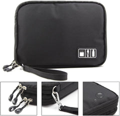 eWINNER Double Layer Travel Gadget Electronic Accessories Storage Bag for USB Cable/SD Card/Hard Drive/Charger/Phone and More (Black)