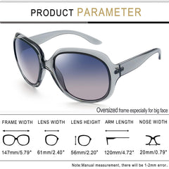 Joopin Polarized Sunglasses for Women, Ladies Big Frame Polarized Eyewear UV400 Protection Driving Fishing - Gris/Blue Pink