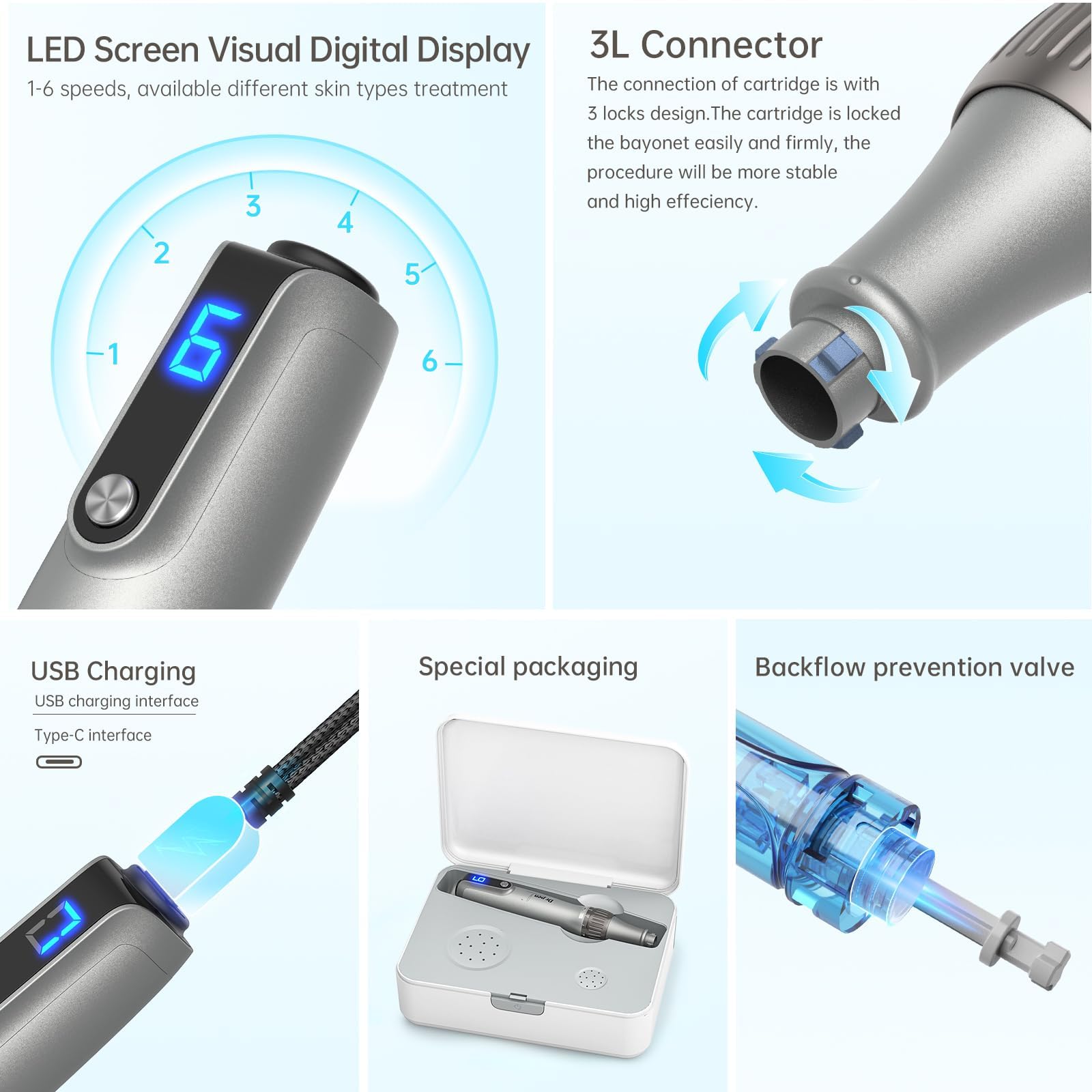 Dr.Pen Derma Pen M8S Microneedling pen Wireless Micro Needling Skin Care Tool Kit for Anti-aging Acne Scars Wrinkles with 5 pcs 18 pin + 5 pcs 36 pin Cartridges