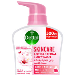 Dettol Skincare Showergel & Bodywash, Rose & Sakura Blossom Fragrance for Effective Germ Protection & Personal Hygiene, 500ml (Packaging may vary)