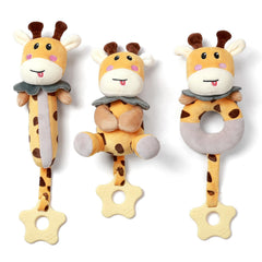 TUMAMA Baby Rattles 0-6 Months, 3Pcs Infant Boy Toys Rattles for Babies 0-6 Months, Super Soft Plush Rattles Sensory Toys for Newborn Gift