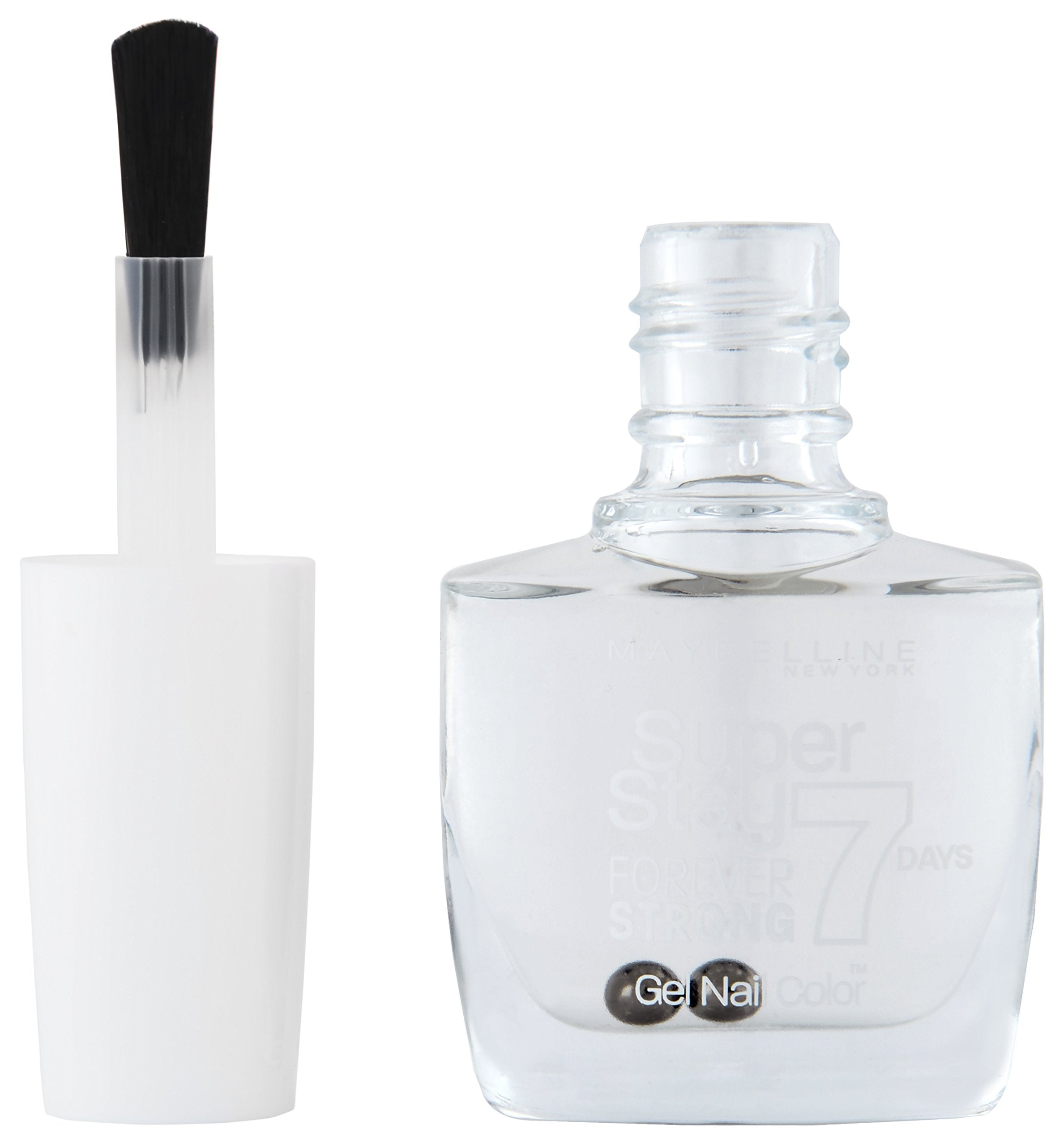 Maybelline New York Make-Up Super Stay Nail Polish Forever Strong 7 Days Finish Gel Nail Polish 25 Crystal Clear/Transparent Gloss Ultra Strong Hold, UV Lamp Not Included, 1 x 10 ml