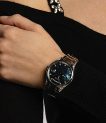 Guess GW0047L1 Aura Stainless Steel Analogue Watch for Women, Black/Silver