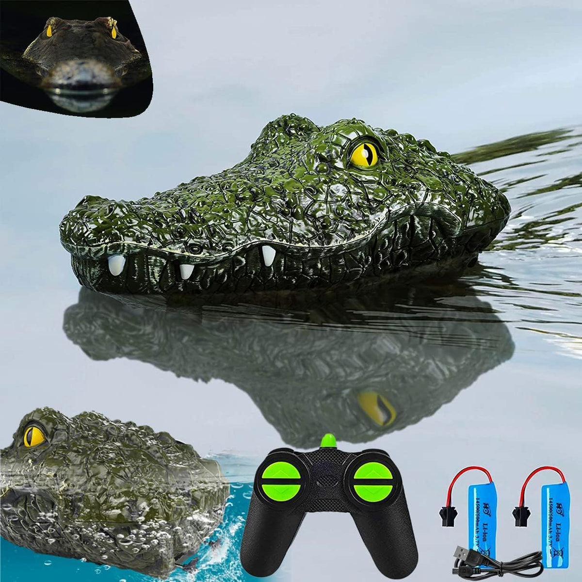 TERRIFI Remote Control Boat, 2.4G High-Speed Simulation Crocodile Head Water Toys for Pools and Lakes - Floating Crocodile Head, High Simulation Alligator Head RC Boats Prank Toys for Adults and Kids