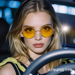 KANASTAL Hippie Round Polarized Sunglasses for Women Men, Small Circle Sun Glasses Classic Vintage Retro Shades Metal Frame UV400 Protection