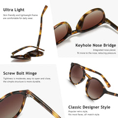 SUNGAIT Women's Classic Vintage Round Polarized Sunglasses Retro Style UV400 SGT166