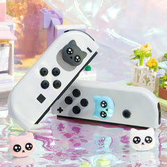 GeekShare Thumb Grip Caps for Switch,4PCS Cat Shape Silicone Joystick Caps,Soft Thumbstick Cover Compatible with Switch/OLED/Switch Lite - Tearful Eyes Cat