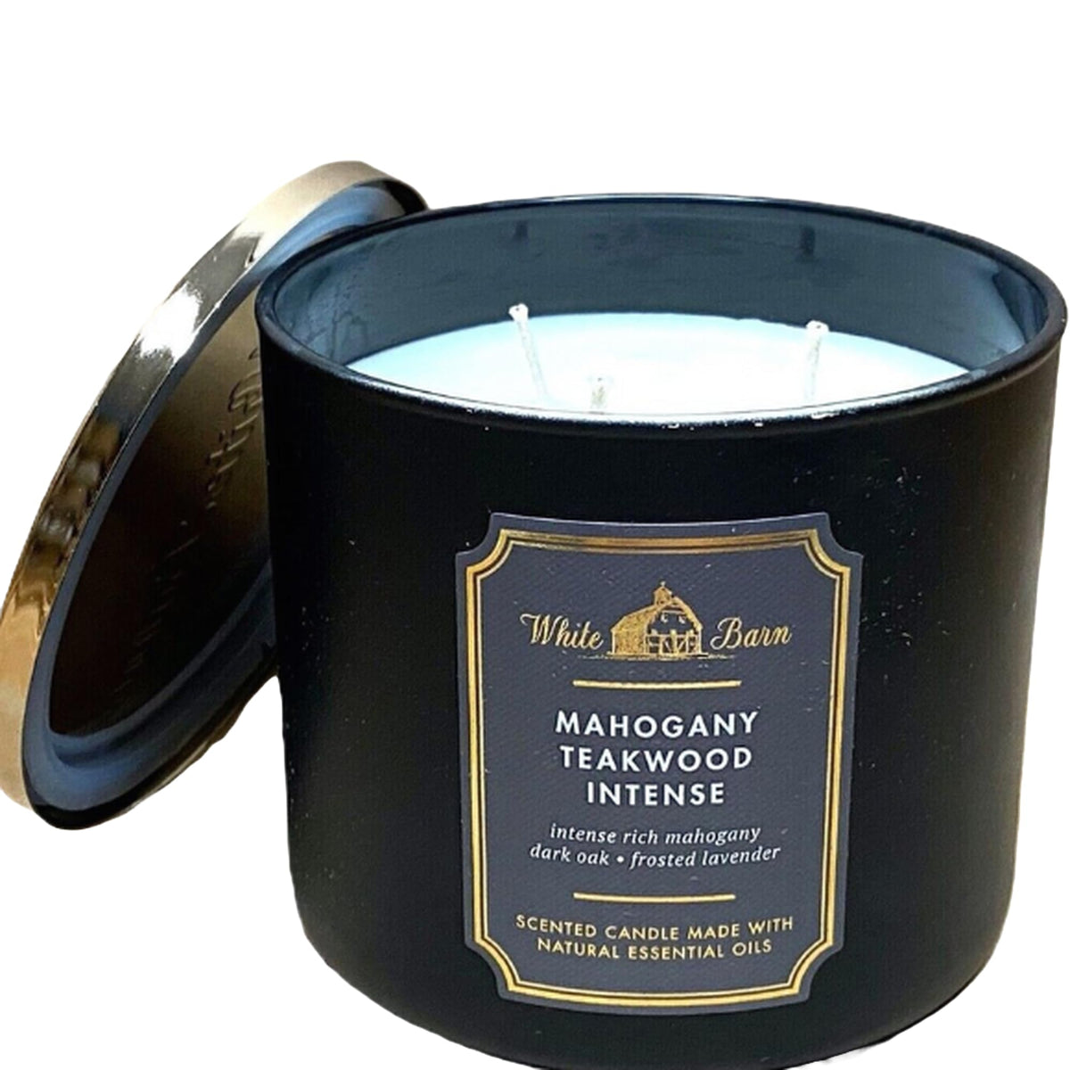 Bath & Body Works White Barn 3-Wick Candle in Mahogany Teakwood High Intensity