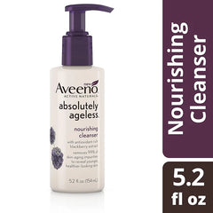 Aveeno Absolutely Ageless Nourishing Daily Facial Cleanser, Antioxidant-Rich Blackberry Extract, Non-Comedogenic Makeup-Removing Face Wash from Dermatologist-Recommended Brand, 5.2 fl. oz