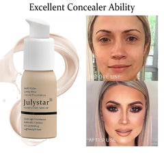 Foundation Full Coverage, Long Lasting Smooth Foundation, Liquid Foundation Hydrating Lightweight, Face Foundations Soft Matte Oil Control Concealer Foundation for Mature Skin(02#)