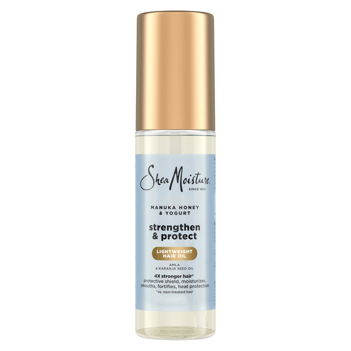 Shea Moisture Manuka Honey & Yogurt Strengthen & Protect Hair Oil Reduces heat damage and protects hair with Amla Oil and a lightweight formula enriched with Manuka Honey 3.4 fl oz