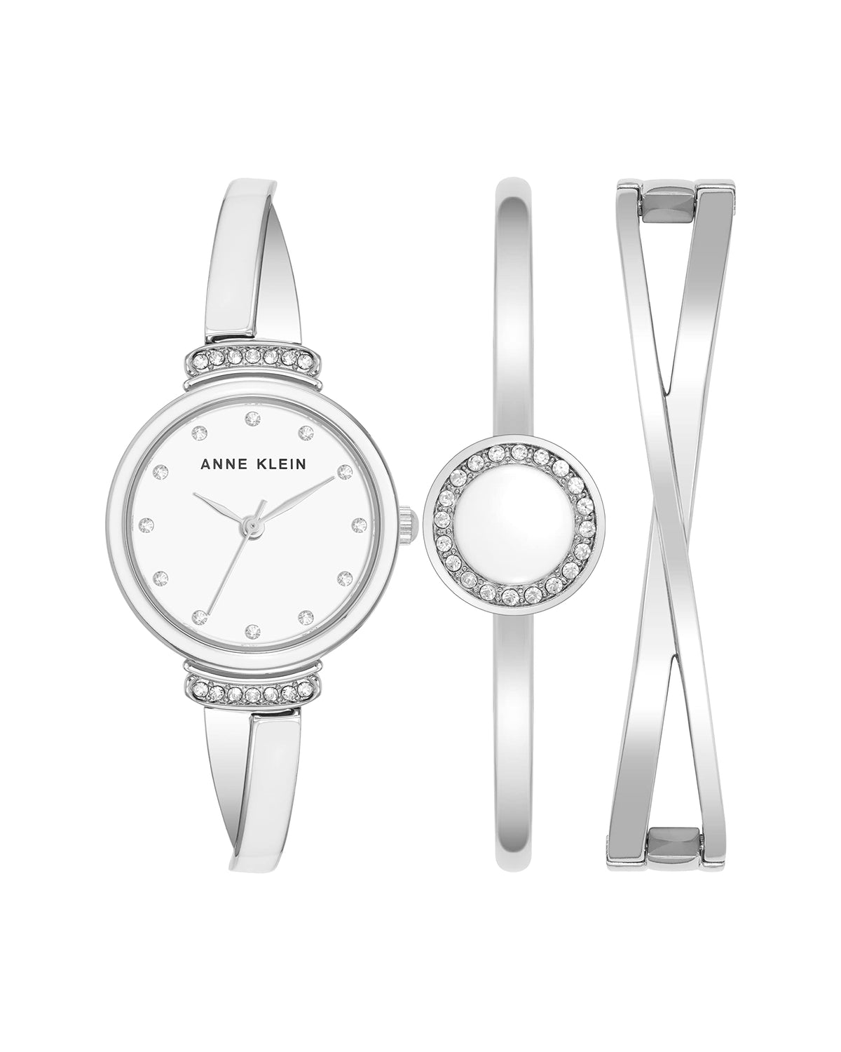 Anne Klein Women's Premium Crystal Accented Watch and Bangle Set