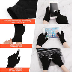 Azonee 2 Pairs Winter Touch Screen Gloves Warm Thermal Work Gloves Windproof Stretchy Knit Mittens Cold Weather Sports Gloves for Women and Men