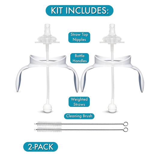 Straw Cup Conversion Kit for Philips Avent Anti-Colic Baby Bottle | 2-Count | with Weighted Any Angle Straw, Bottle Handles and Straw Cleaning Brush | BPA-Free | Spill-Proof (Straw Kit)