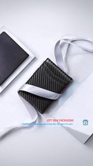 Sweet seven 12 Slots RFID Blocking Men's Wallet, Black Wallet for Men, Slim Larger Capacity with Minimalist Front Pocket Bifold Leather with ID Window Gift Box
