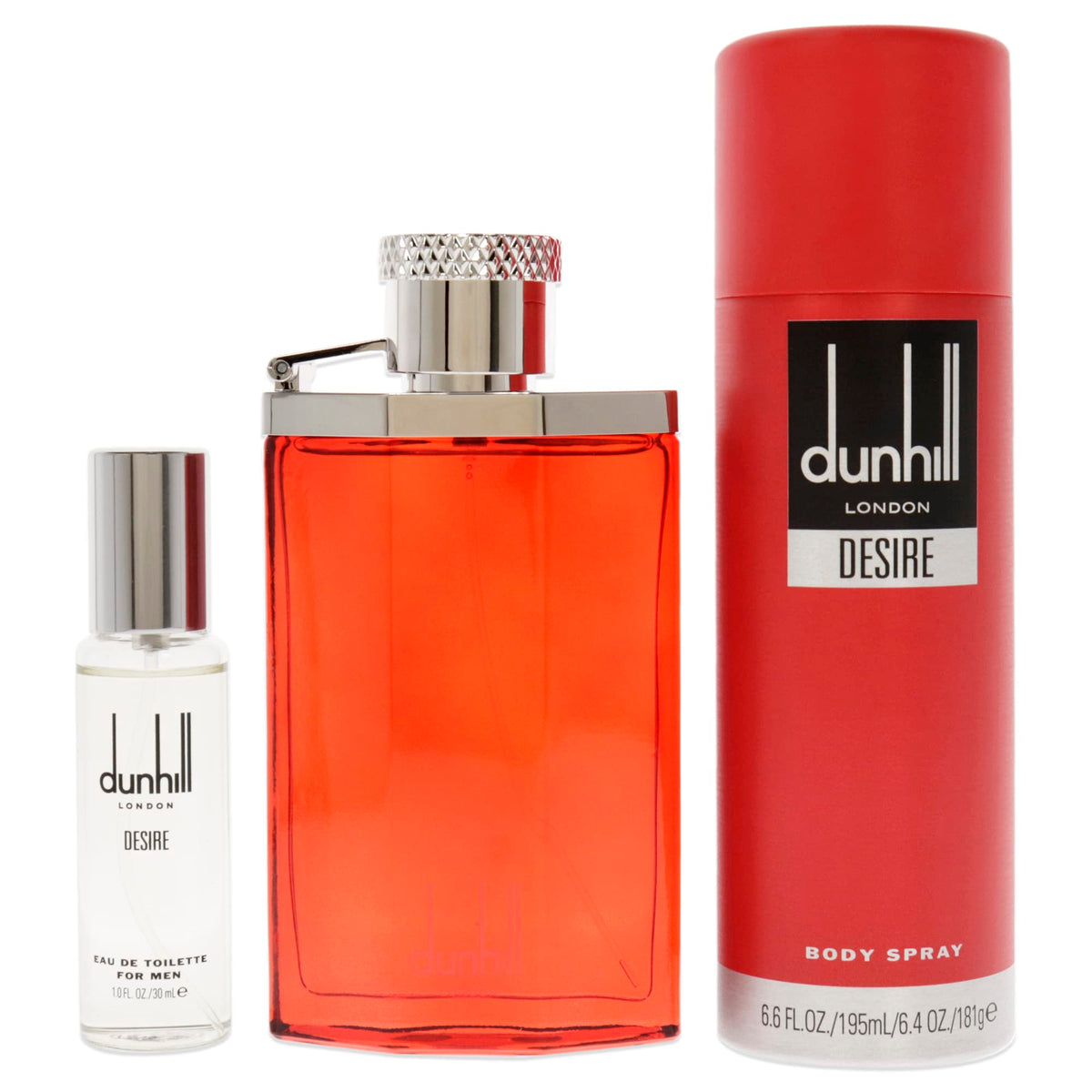 Desire Red Perfume Gift Set by Dunhill for Men -3Pc Gift Set 3.4oz Edt Spray, 1oz Edt Spray, 6.6oz Body Spray