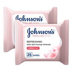 Johnson's Cleansing Wipes Daily Essentials Refreshing Normal Skin 25 Wipes Pack Of 2