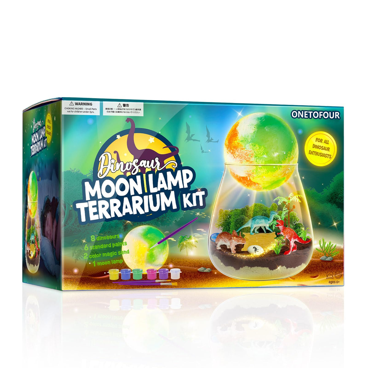 Dinosaur Terrarium Kit for Kids - Dino Kid Crafts with DIY Moon Lamp Kit - Birthday Gift for Boys Ages 4 5 6 7 8-12 Year Old - Arts and Crafts for Boy and Kids - Dinosaur Toys for Boys
