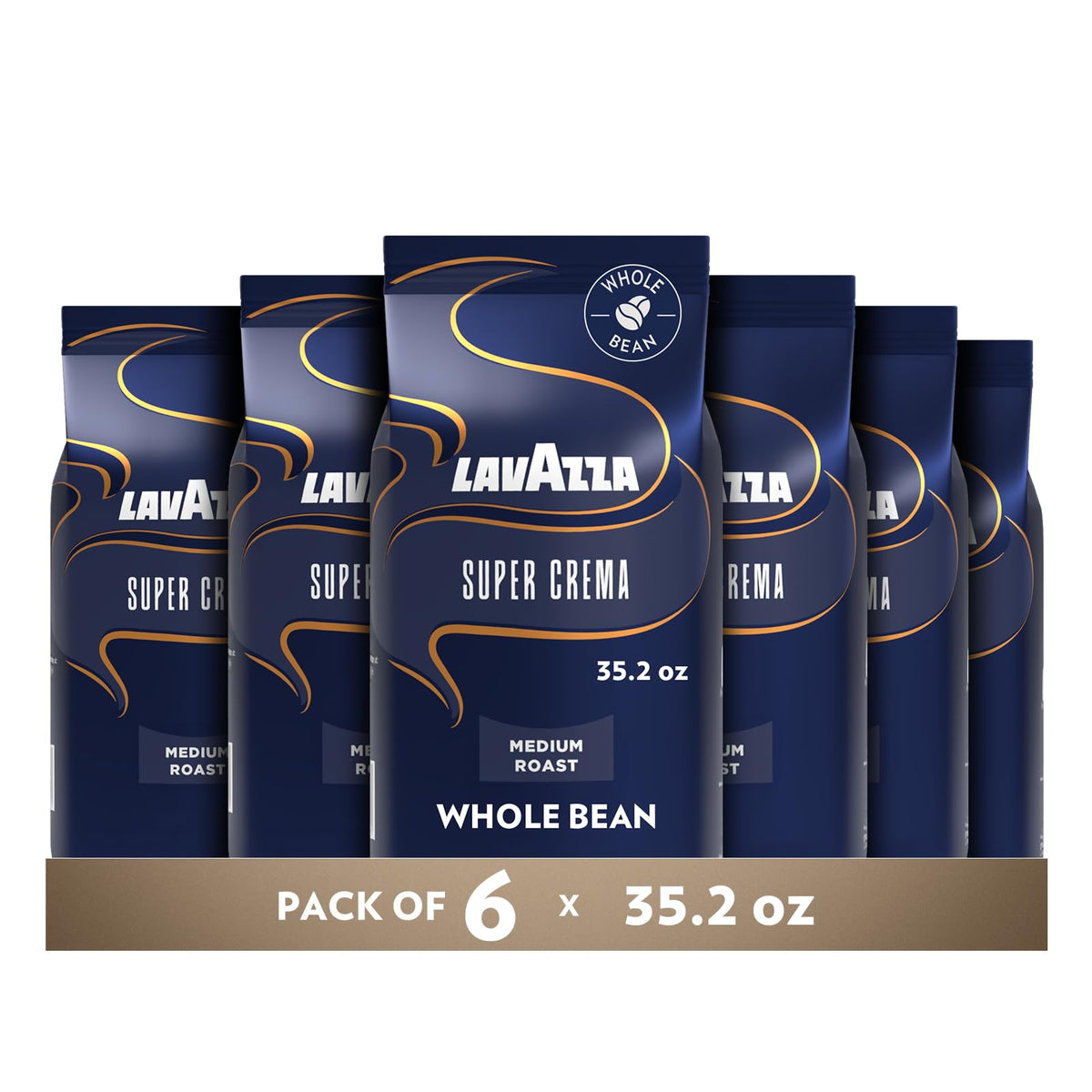 Lavazza Medium Espresso Roast Whole Bean Coffee Blend - Pack of 6