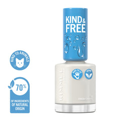 Rimmel Kind & Free Clean Nail Polish - Breathable Top Coat Plant-Based Formula To Animals Vegan 8 Ml 25Oz, Shade 151 Fresh Undone