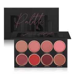 LANGMANNI 8 Colors Blush Palette, 4 Powder + 4 Cream Blush, Contour and Highlight Blush Palette, Natural Nude Makeup Brighten Skin Tone Portable Makeup Blush, Professional Facial Makeup Blush