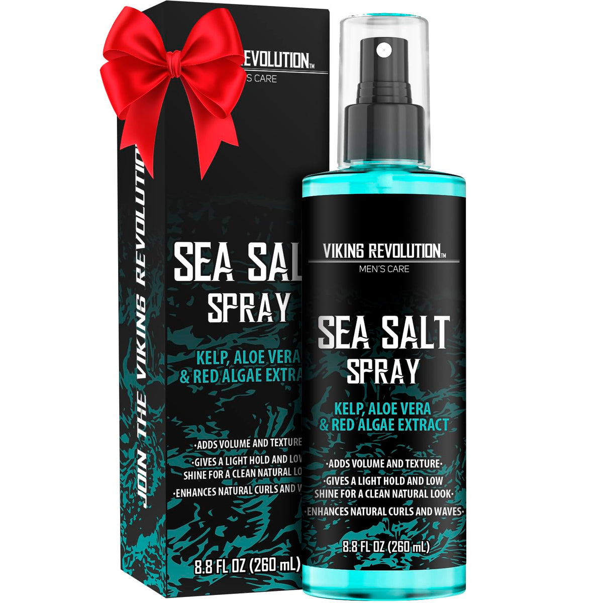 Viking Revolution Sea Salt Spray for Hair with Kelp, Aloe Vera & Red Algae, Surf Spray to Add Volume and Texture, Men Hair Spray - 260ml