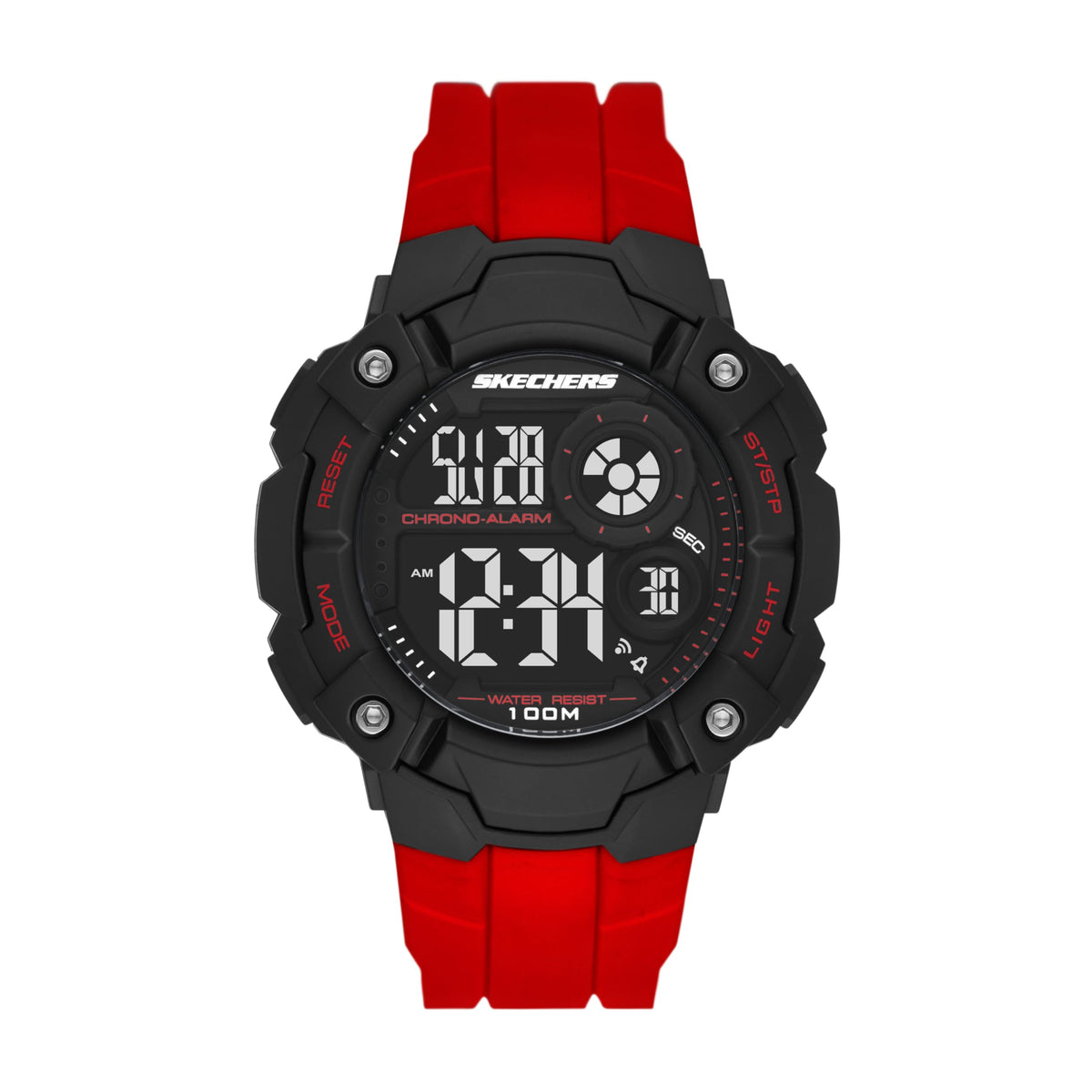 Skechers Casual Digital Watch for Men - Westlawn Black/Red