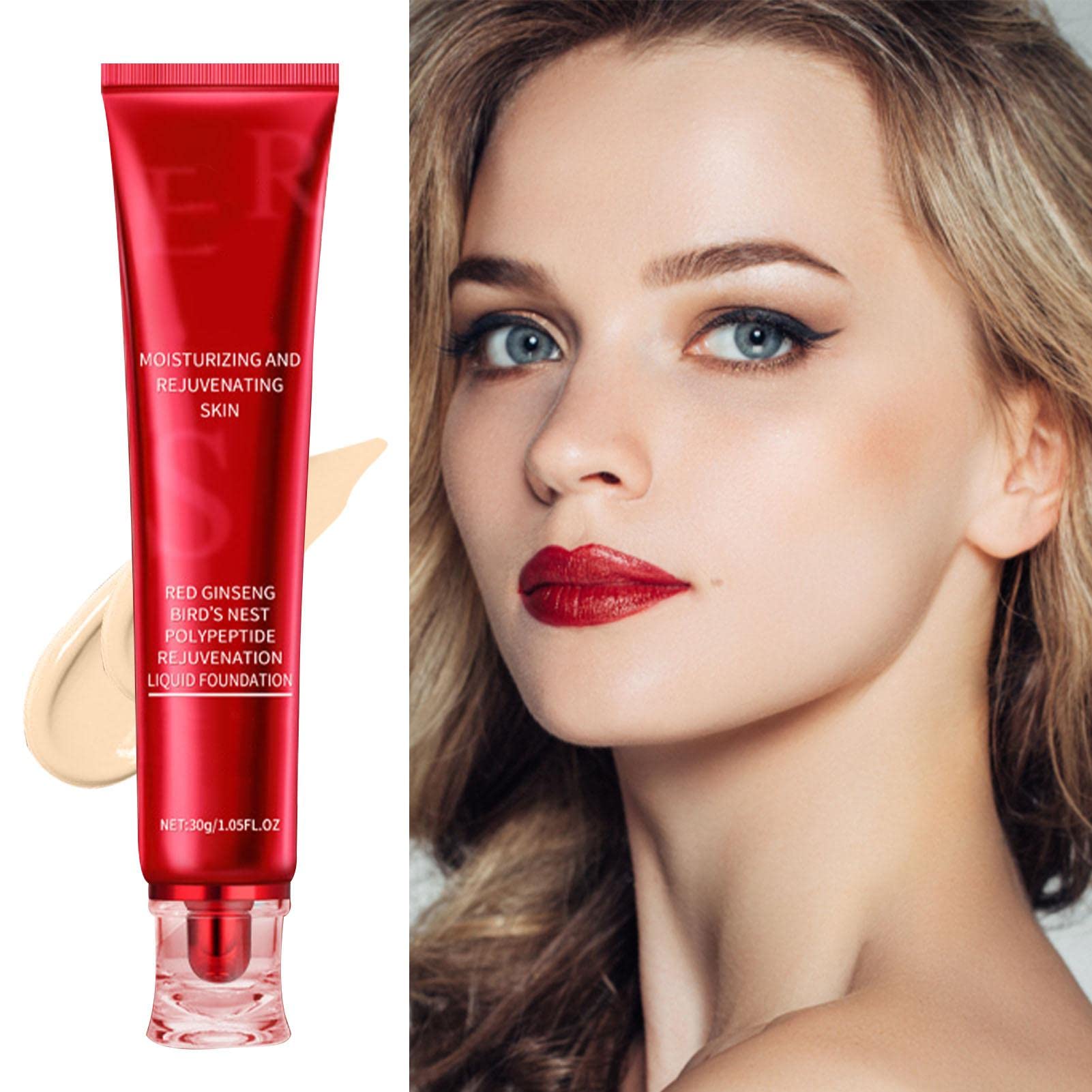 Foundation Liquid - 30g Long-Lasting Concealer Matte Foundation - Full Coverage Oil Control Long-Lasting Concealer Red Ginseng Matte Foundation