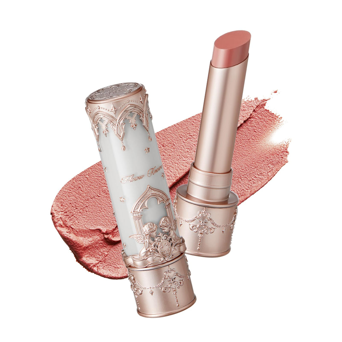 Flower Knows Little Angel Matte Lipstick - 3.5g, Waterproof, Long-lasting, Matte Finish (C01 Starry Cross - Neutral Peach)