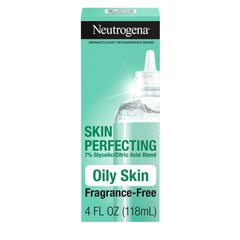 Neutrogena Skin Perfecting Daily Liquid Facial Exfoliant with 7% Glycolic/Citric Acid Blend for Oily Skin, Smoothing & Clarifying Leave-On Face Exfoliator, Oil- & Fragrance-Free, 4 fl. oz