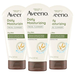 Aveeno Daily Moisturizing Facial Cleanser for Dry Skin, Hydrating Acne Face Wash with Soothing Oat for soft & Supple Skin, Free of Parabens, Sulfates, Fragrance, Dyes & Soaps