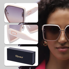 Flaneur Stylish Polarized Sunglasses for Women & Men Square-Frame - UV Protection, Lightweight, Scratch-Resistant, Trendy Eyewear & Accessories for Ladies UV400