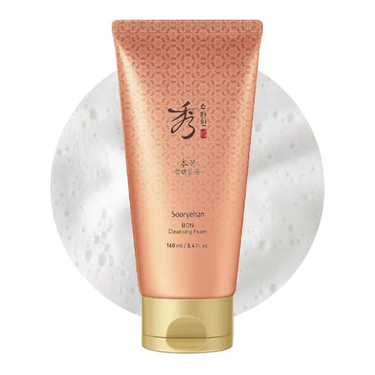 Sooryehan Bon Cleansing Foam (5.4fl oz) - Korean Skincare Herbal Ginseng Cleanser for Hydration & vitality, Reduces Tightness & Dullness. with Jinseng Soapberry & Ginseng Bonchodan