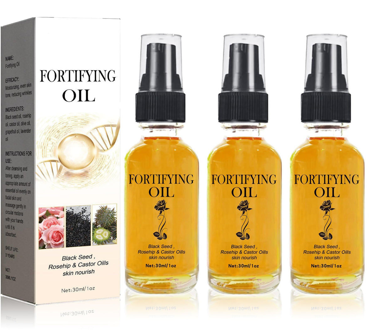 GYORI 3 Pcs Lilinas Castor Oil Black Seed Oil Rosehip Oil Face Serum, Lalenas Oil For Face Castor Blackseed Rosehip Serum, Organic Natural Face Oil Anti-Aging Serum, Natural Skincare