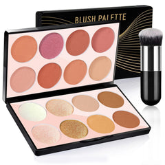 YHRY 16 Colors Blush Contour Highlighter Makeup Palette, All-in-One Shimmer Silky Matte Mineral Blush Powder Palette, Face Sculpting Bronzer Blusher Illuminator Palette for a Natural Glowing