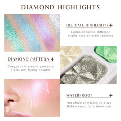 Tazweeq 8 Colors Face Highlighter, Diamond Glitter iluminadores, Makeup Palette, Intense-Color Chameleon Eyeshadow Shimmer, Highlighter Metallic Contour Bronzer Palette