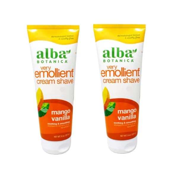 ALBA BOTANICA Cream Shave, Mango Vanilla, 8 OZ (Pack of 2)