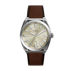 Fossil Everett Three-Hand Date Brown Leather Watch