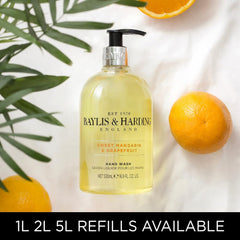 Baylis & Harding Sweet Mandarin And Grapefruit Hand Wash, 500 ml | Vegan | Fruity & Floral Refreshing Fragrance | Paraben Free