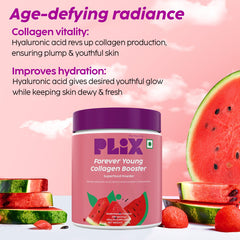 PLIX - THE PLANT FIX Based Collagen Powder with Hyaluronic Acid for Radiant Skin | Collagen Supplements for Women promotes Skin Hydration, Elasticity, and Renewal Watermelon flavor, 200g (25 Servings)