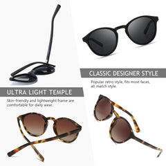 SUNGAIT Women's Classic Vintage Round Polarized Sunglasses Retro Style UV400 SGT166