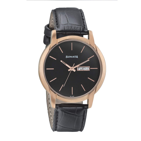 Sonata Beyond Gold Analog Black Dial Men's Watch-NN77031WL05/NP77031WL05
