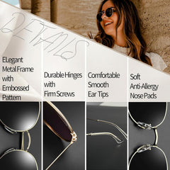 Joopin Polarized Semi Rimless Sunglasses Men Women, Classic Half Frame Sun Glasses UV400 Protection