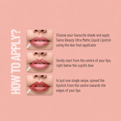 Swiss Beauty Ultra Smooth Matte Lip Liquid Lipstick, Smooth Lip Color, Weightless Finish, Silky Matte Finish, Shade- Real Nude, 6ml