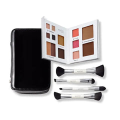 Woosh Beauty, Jetsetter Bundle in #5 Deep, Fold out Face Original, Essential Brush Set, Travel Case in Black
